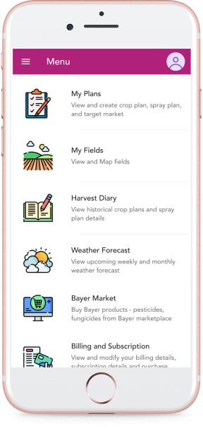 Target market selection screen listing retailer and regional residue standards.
